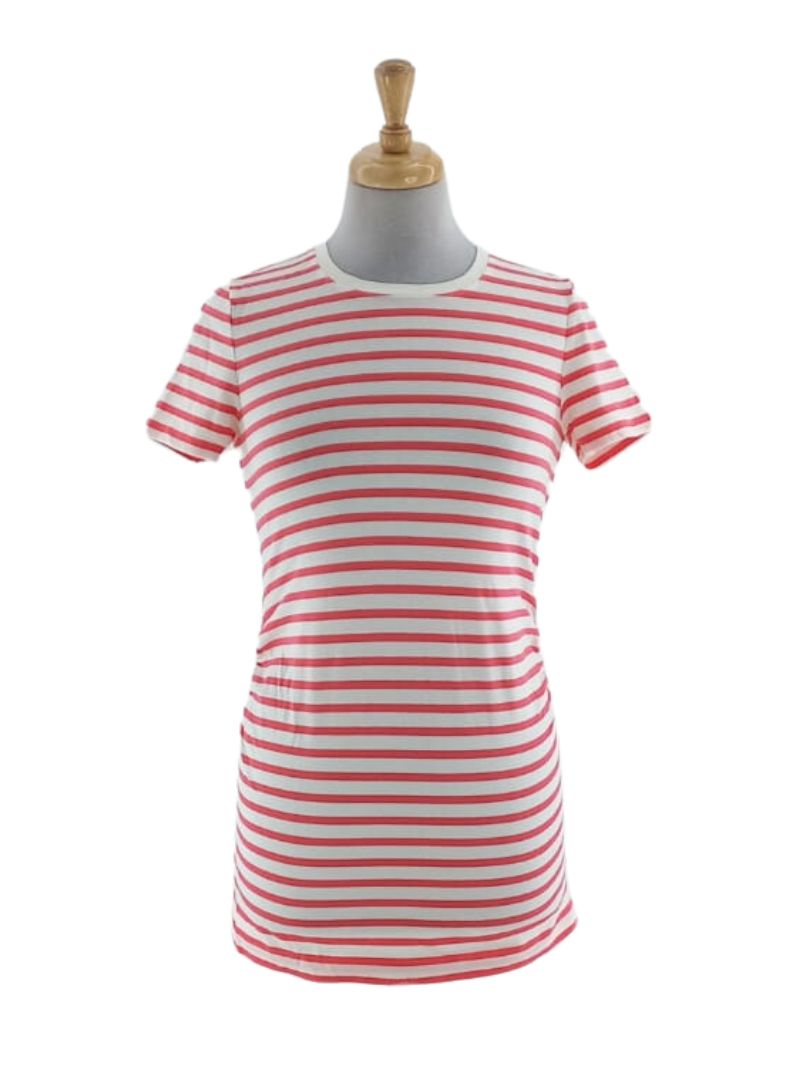 BASIC STRIPED RUCHED TEE