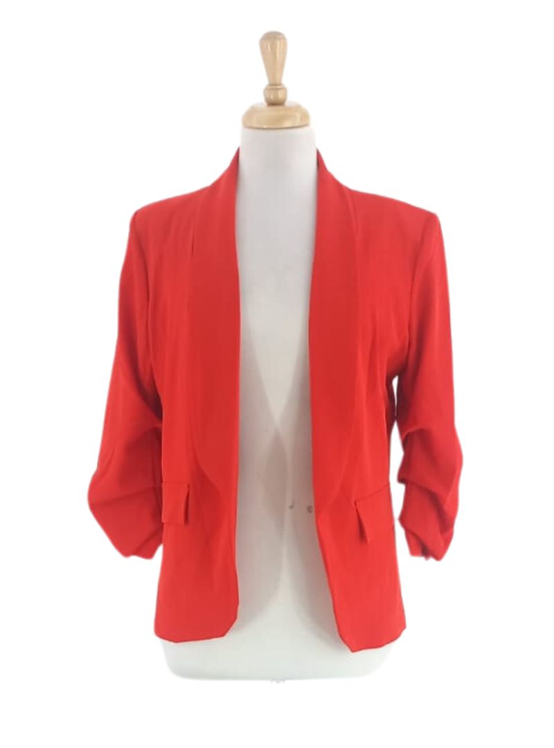 RUCHED SLEEVE BLAZER