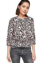 FLORAL DETAILED THREE QUARTER SLEEVE BLOUSE