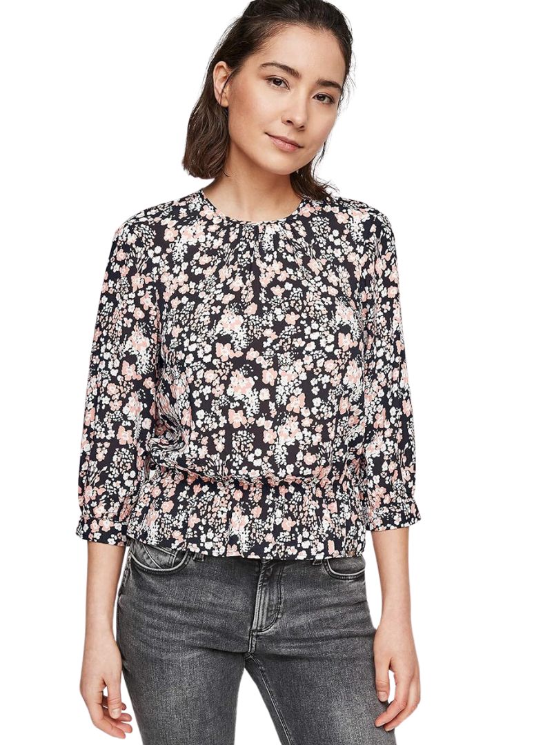 FLORAL DETAILED THREE QUARTER SLEEVE BLOUSE