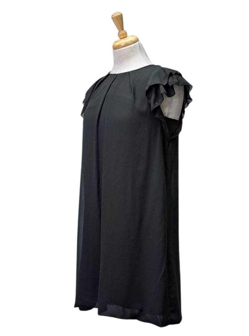 Ada Gatti Ruffle Sleeve Dress - Black