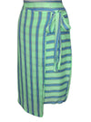 Inside Ladies Striped Rap Tie Detail Skirt - Green/Blue/White