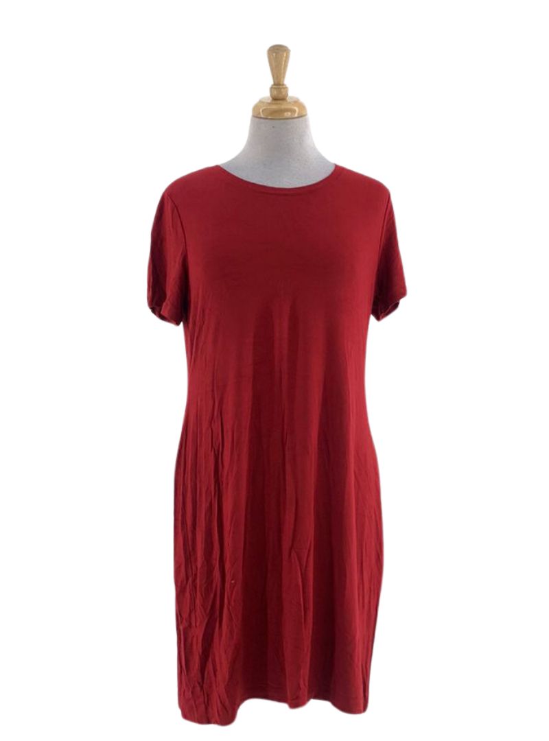 BASIC SOLID T-SHIRT DRESS