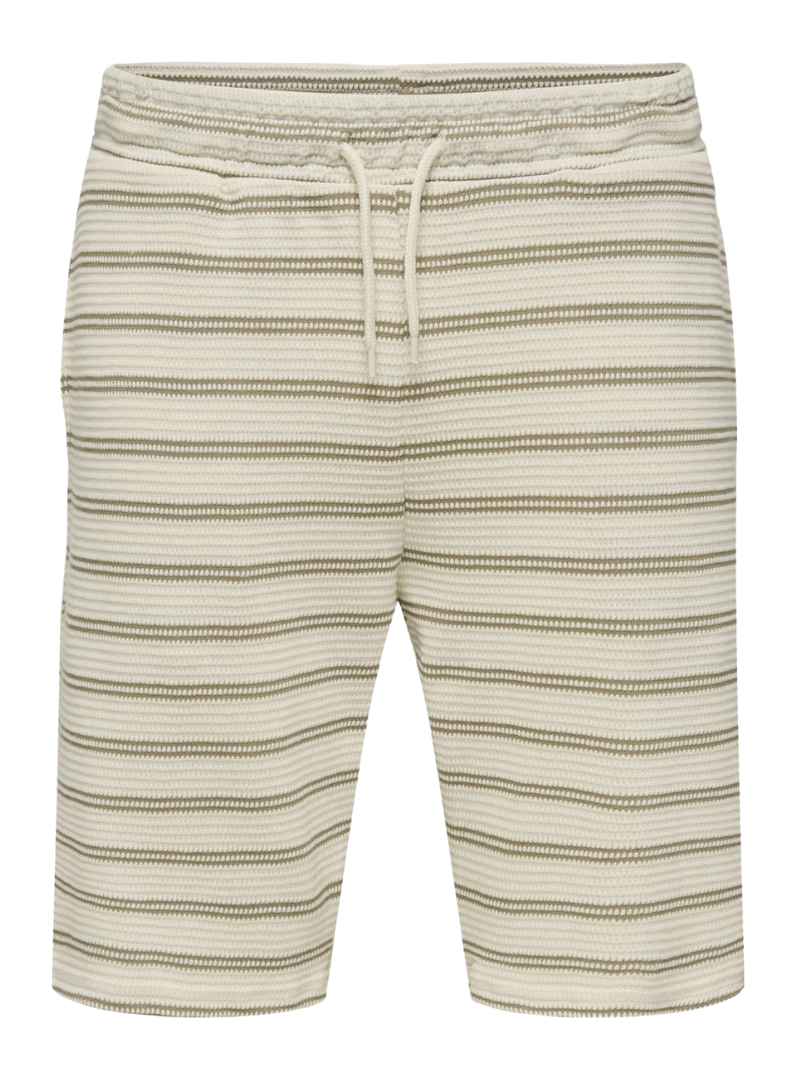 Only & Sons Mens Knitted Shorts - Striped Beige