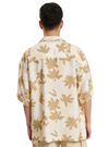 Jack & Jones Mens Linen Printed Shirt - Beige/Cream