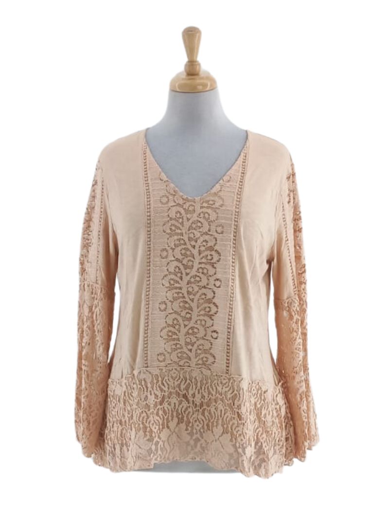 LACE FLARE SLEEVE DETAILED TOP