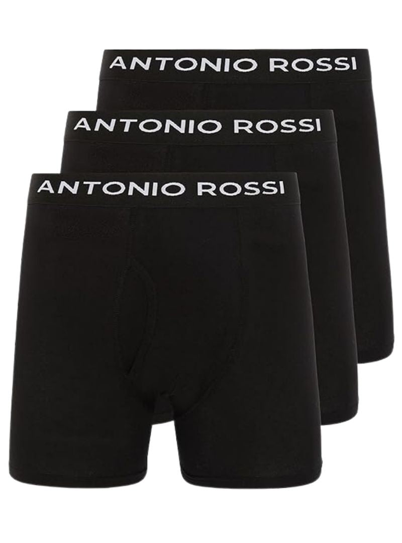Antonio Rossi Mens Underwear Boxer Shorts ( 3- Pack ) - Black