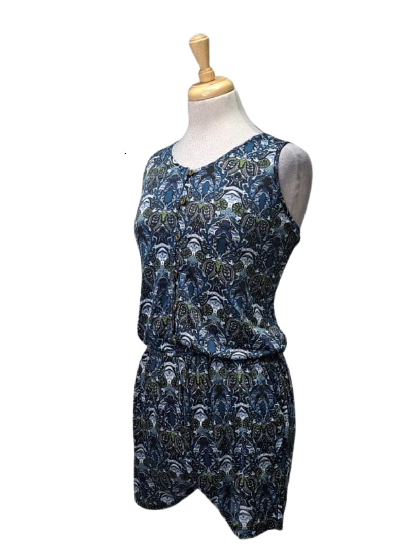 Ada Gatti Ladies Detailed Jumpsuit - Blue/White/Green