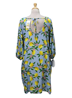 Made In Italy Lemon Printed Wisteria Ladies Dress - Blue