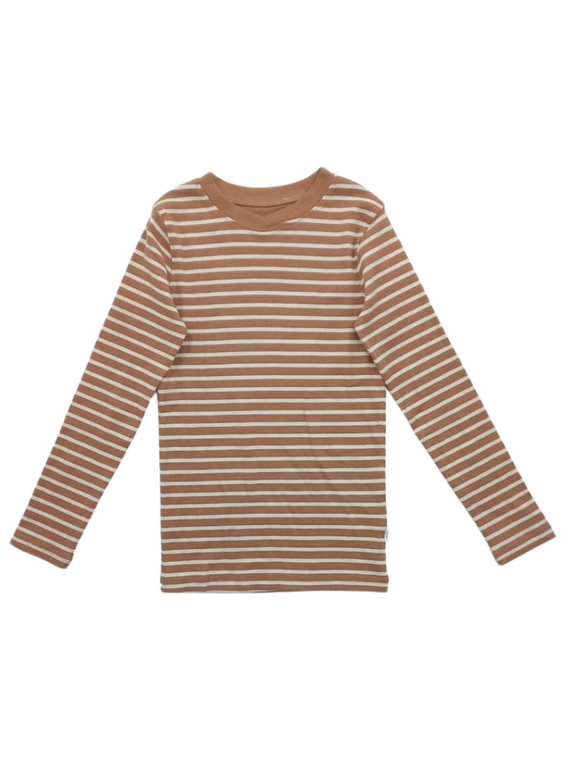 STRIPED RIB TEXTURE LONG SLEEVE TEE