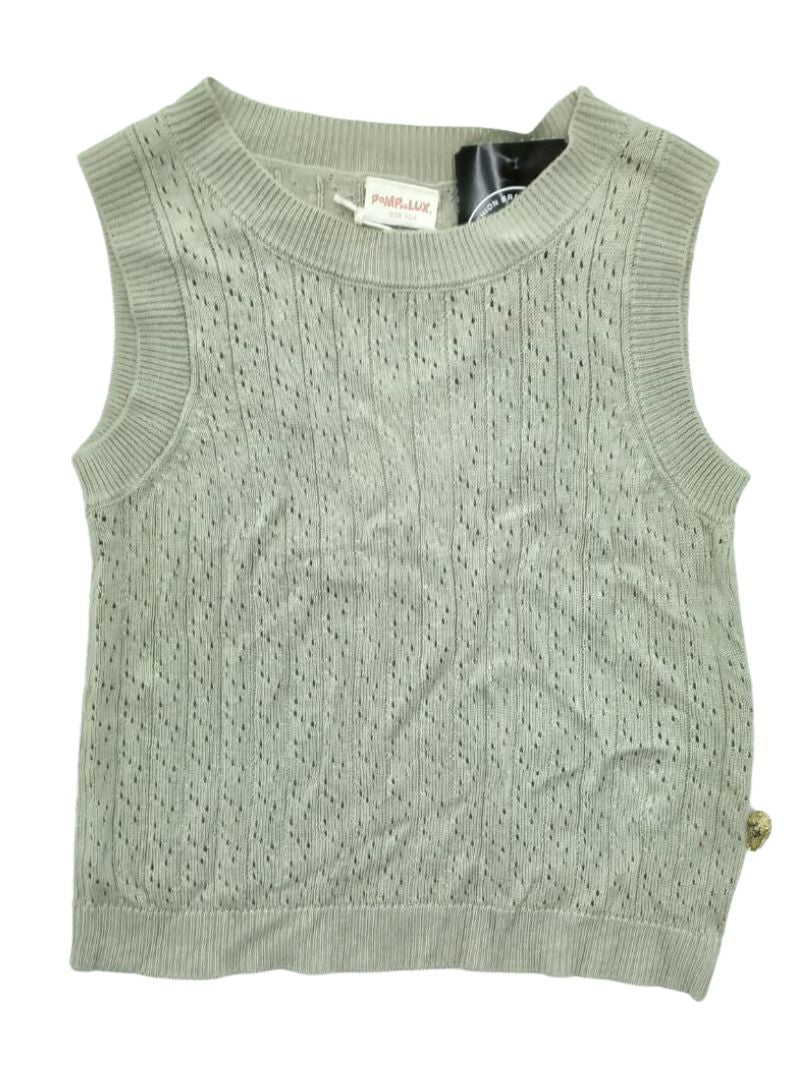 CUT OUT PATTERN SLEEVELESS KNIT PULLOVER