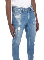 DISTRESSED SPLASH SKINNY FIT DENIM JEANS