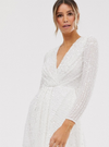 ALEXA SEQUIN LONG SLEEVE WRAP WEDDING DRESS