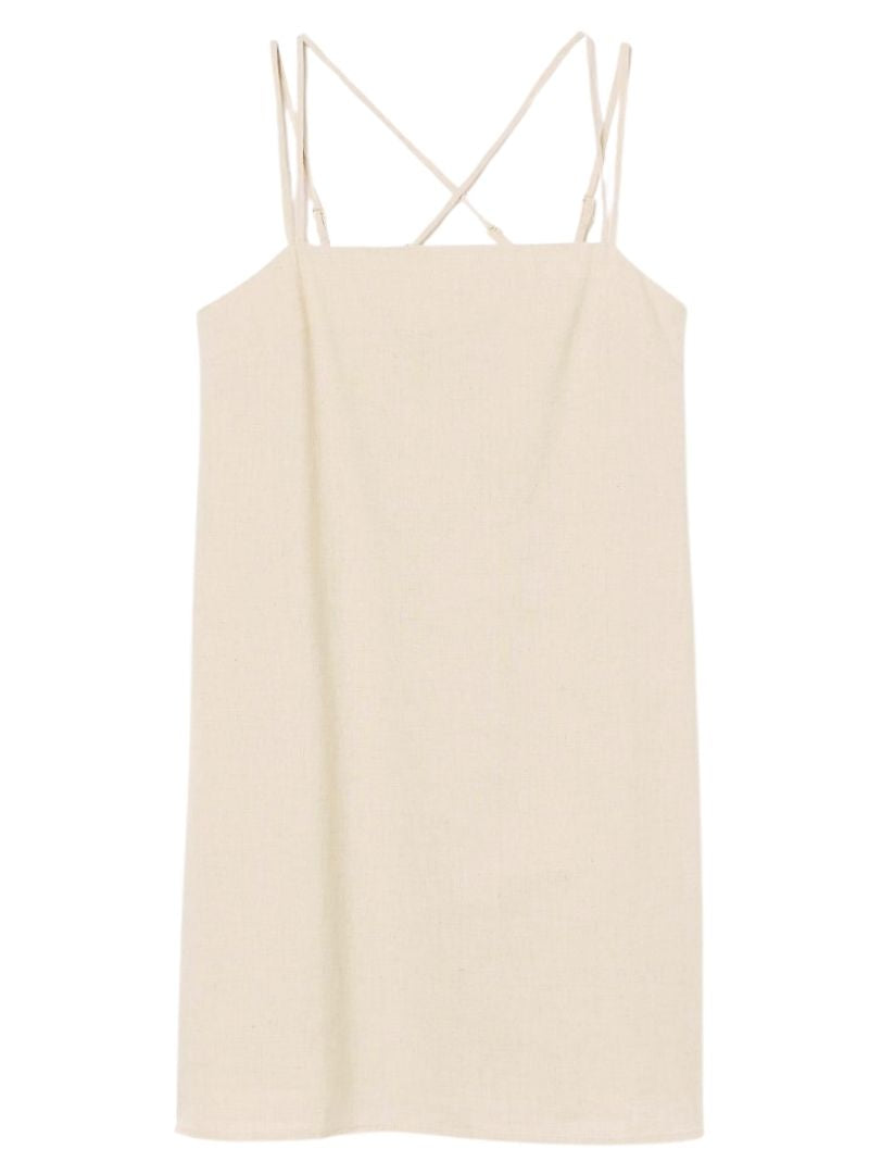 LINEN BLEND STRAP DRESS