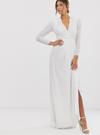 ALEXA SEQUIN LONG SLEEVE WRAP WEDDING DRESS