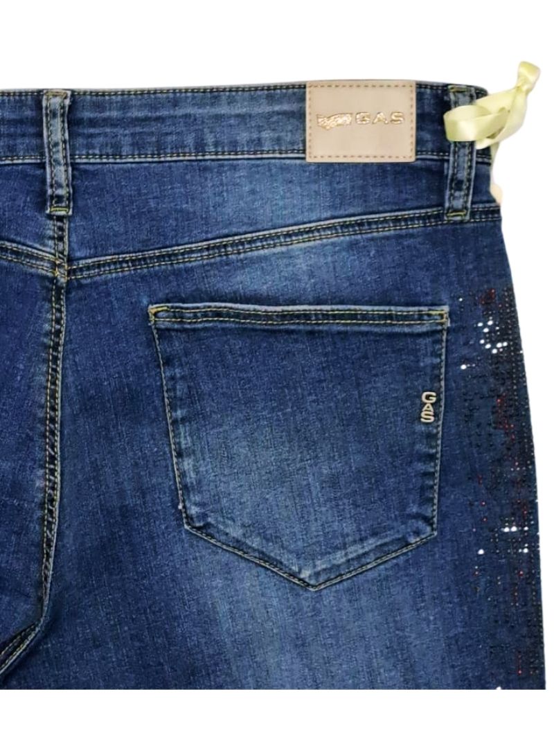 Gas Denim Ladies Studded Detail Jean - Blue