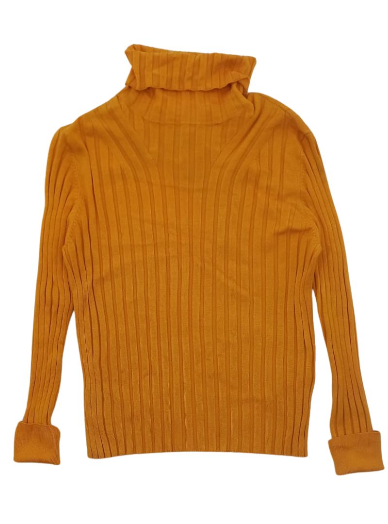 RIB TEXTURED KNIT POLO NECK