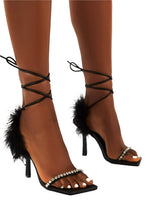 FLUFFY DETAILED LACE UP HEEL