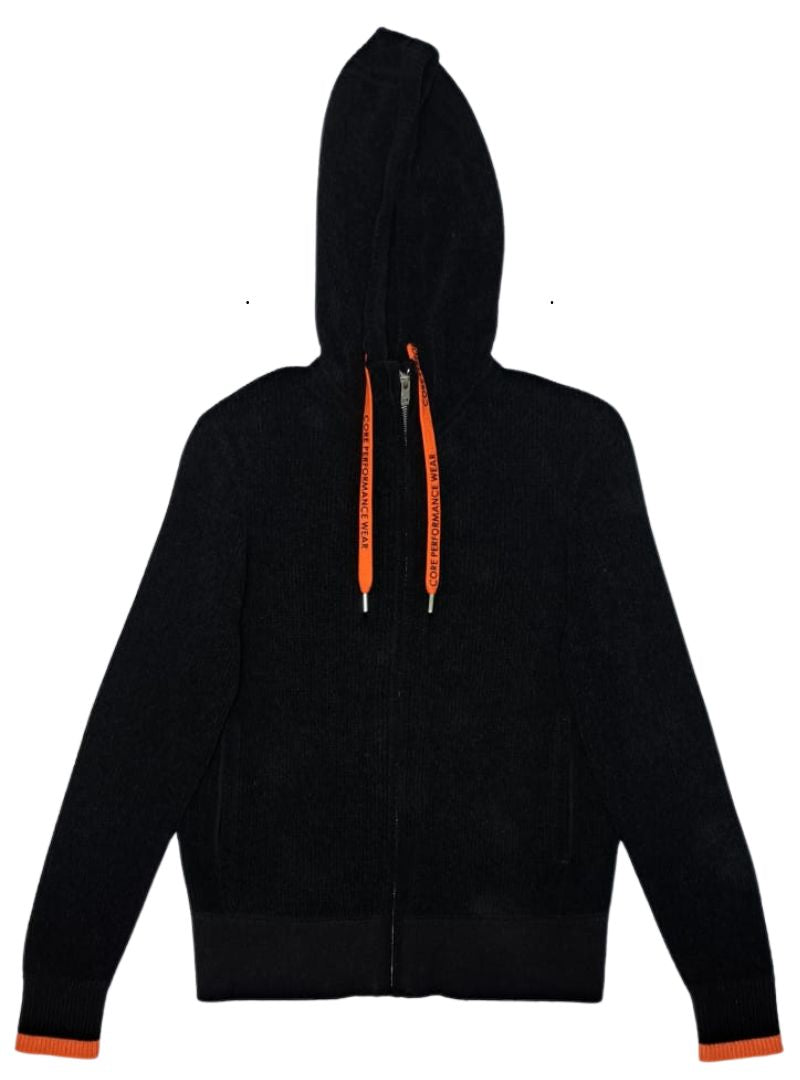 Jack & Jones Mens Knit Zip Up Top - Black/Orange
