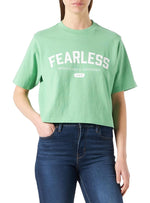 ''FEARLESS'' PRINTED BOXY CROPPED TEE