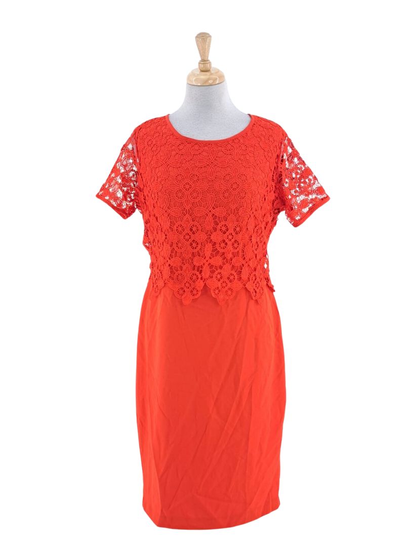 PATTERNED LACE TOP DRESS