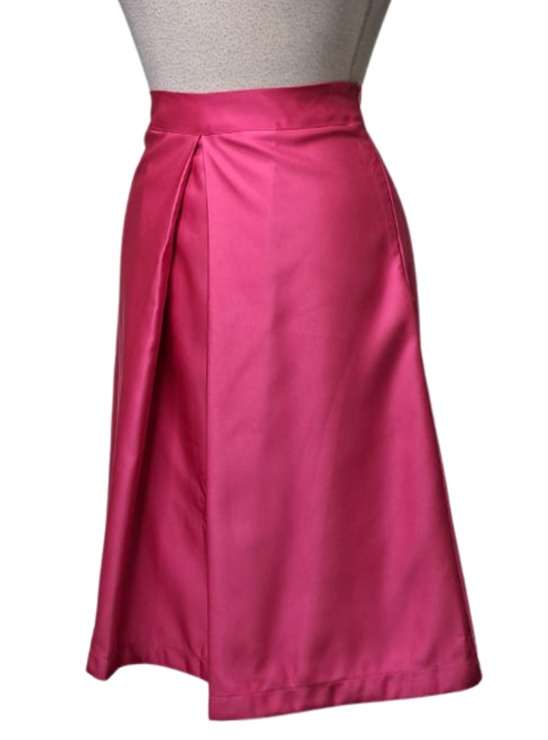 Ladies Satin Pleat Skirt - Pink