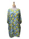 Made In Italy Lemon Printed Wisteria Ladies Dress - Blue