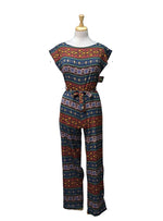 Maxi Diez Ladies Patterned Jumpsuit - Maroon/Blue/Orange