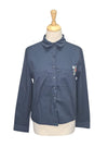 An Gel Ladies Detailed  Buttoned Blouse - Navy/White