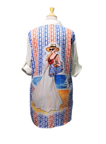 Fulushou Ladies Detailed Buttoned shirt - White/Blue