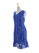 SEQUINS DETAIL V-NECK SLEEVELESS DRESS