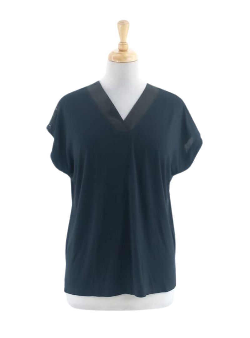 SATIN NECKLINE DETAILED TEE