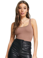 Morgan Ladies Ribbed Bodysuit - Brown