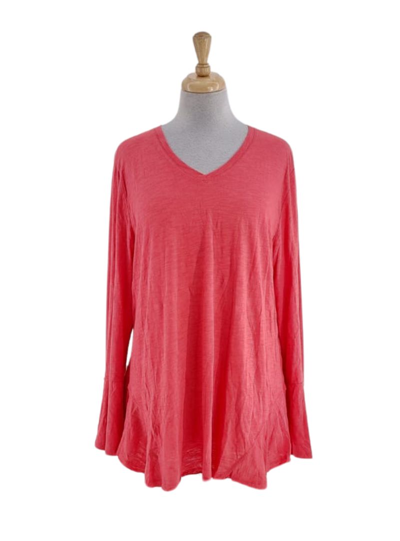 LACE BUTTON FLARE SLEEVE TOP