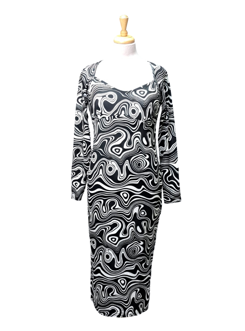 Inside Ladies Printed Dress - Black/ White