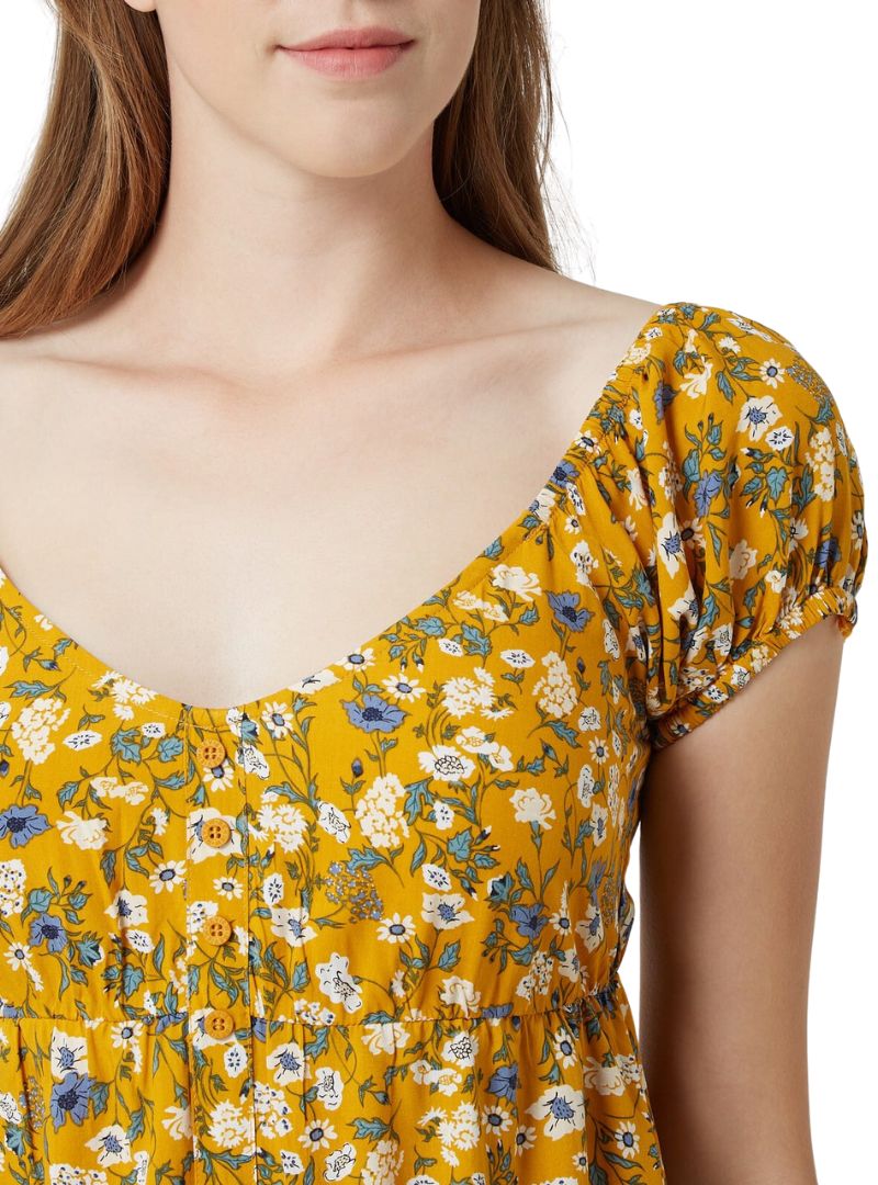 FLORAL BUTTON DETAIL DRESS