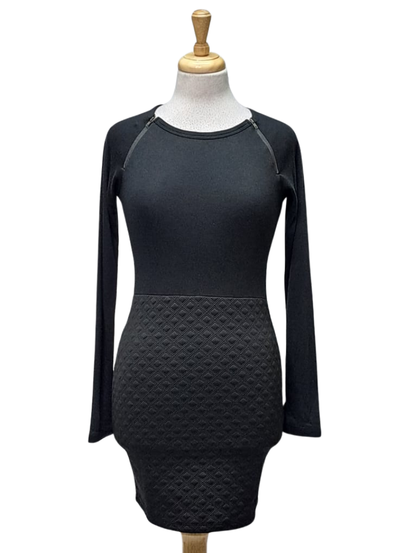 Inside Ladies Zip Detail Dress - Black