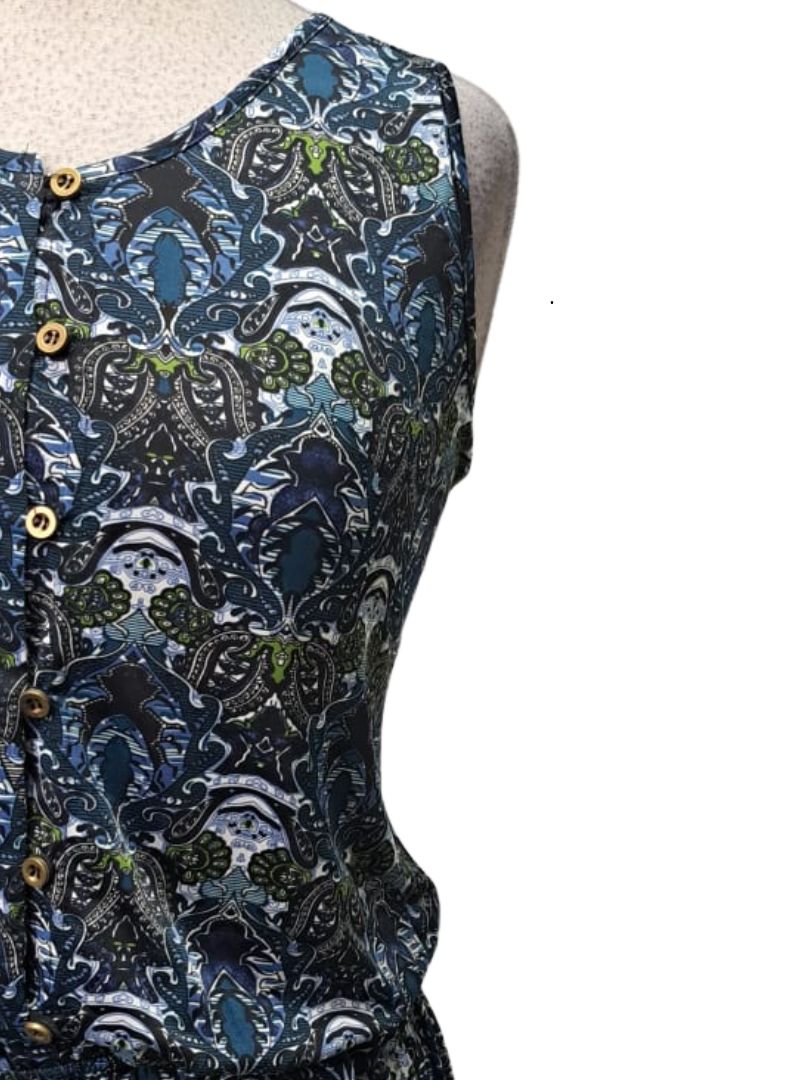 Ada Gatti Ladies Detailed Jumpsuit - Blue/White/Green