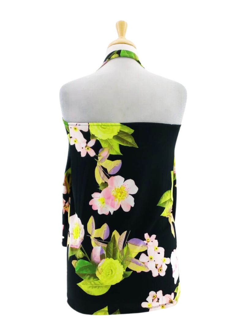 FLORAL PRINT OPEN BACK BLOUSE