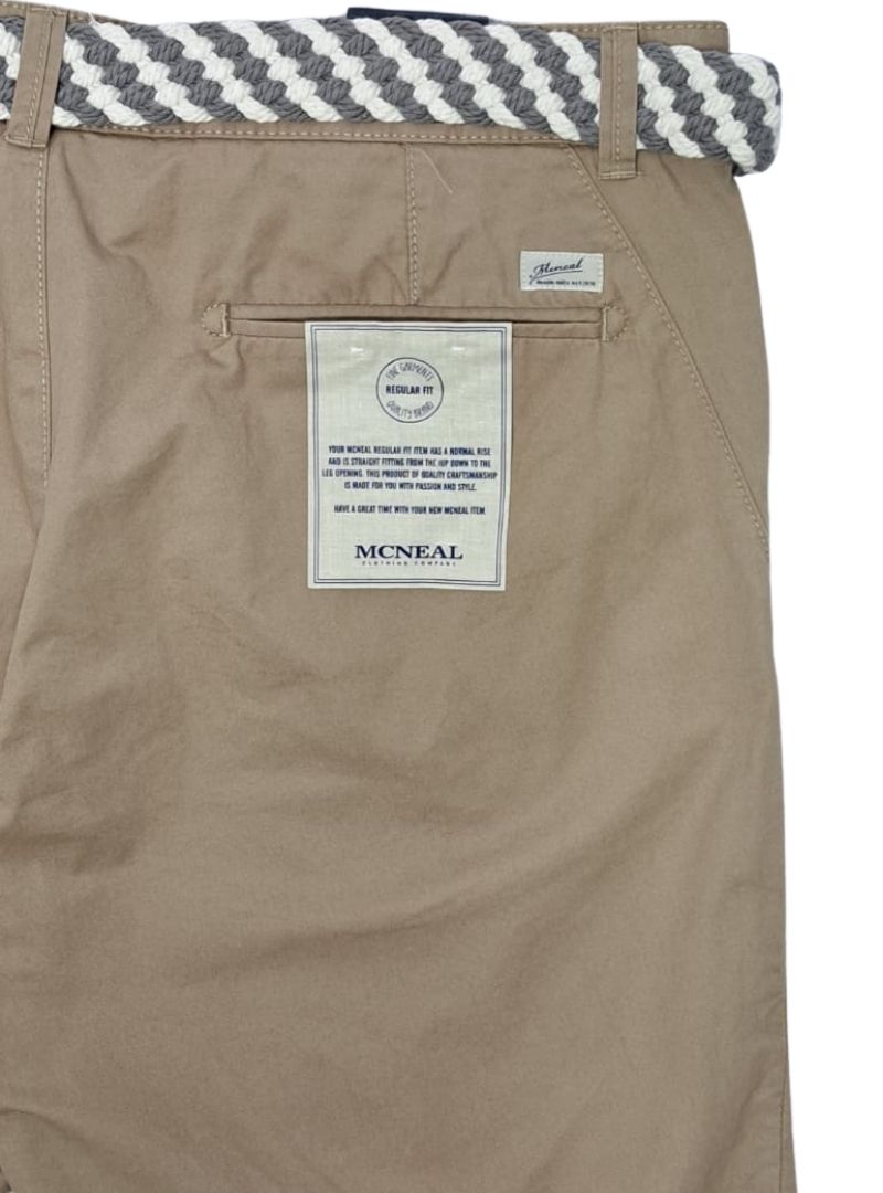 Mcneal Mens Formal Shorts With Belt - Beige