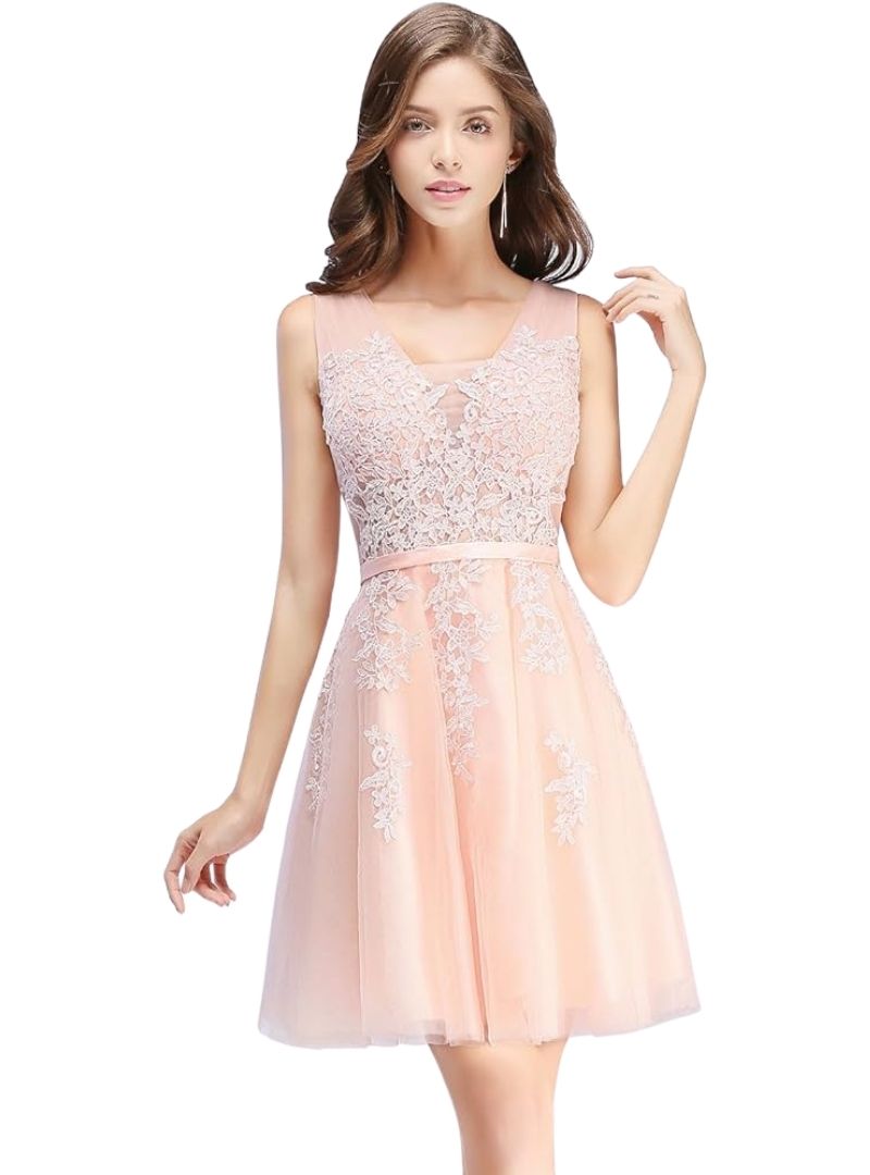 LACE TULLE MINI COCKTAIL DRESS