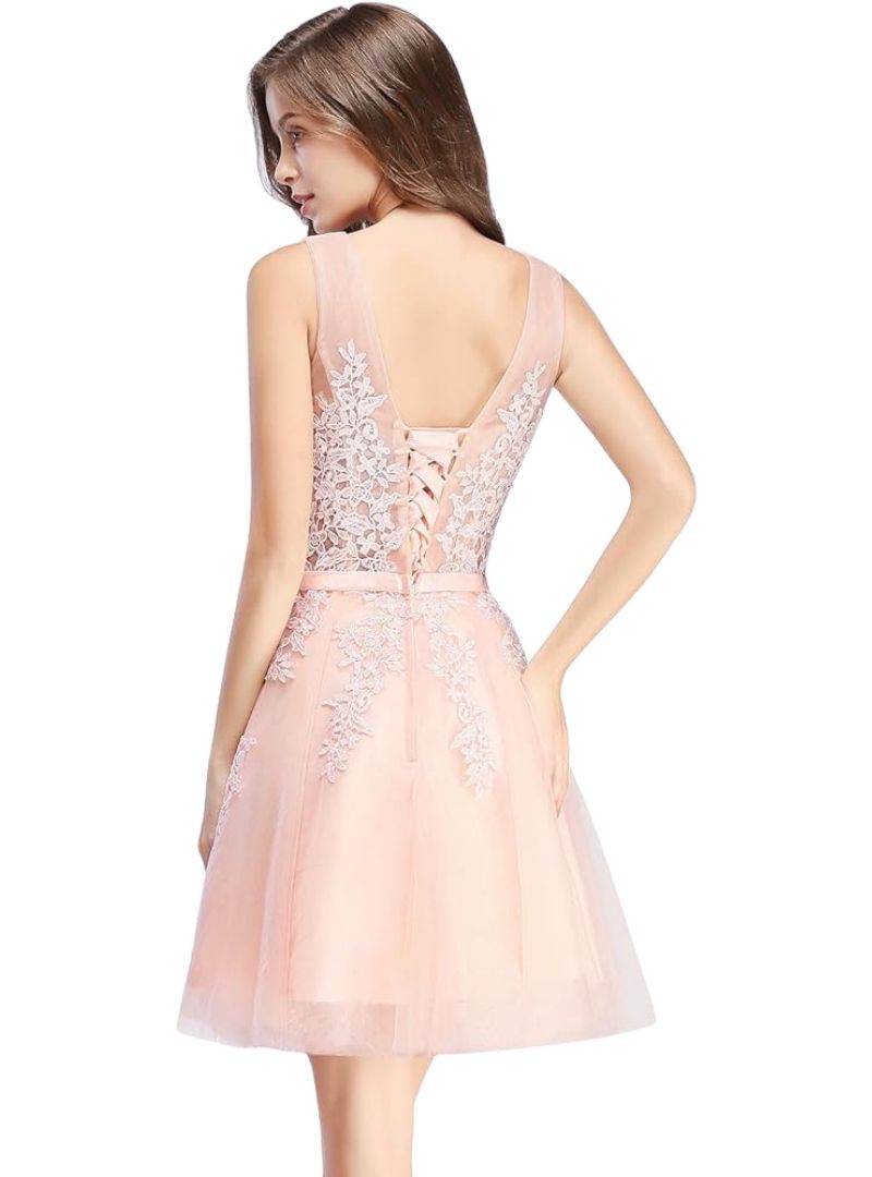 LACE TULLE MINI COCKTAIL DRESS