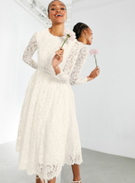 CROP TOP LACE MIDI WEDDING DRESS IVORY