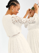 CROP TOP LACE MIDI WEDDING DRESS IVORY