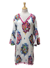 Gloko Ladies Tie Dye Detail Dress - Blue, Pink , White