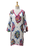 Gloko Ladies Tie Dye Detail Dress - Blue, Pink , White