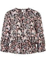 FLORAL DETAILED THREE QUARTER SLEEVE BLOUSE