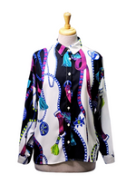 P2vx Ladies Detailed Buttoned shirt - White/Black