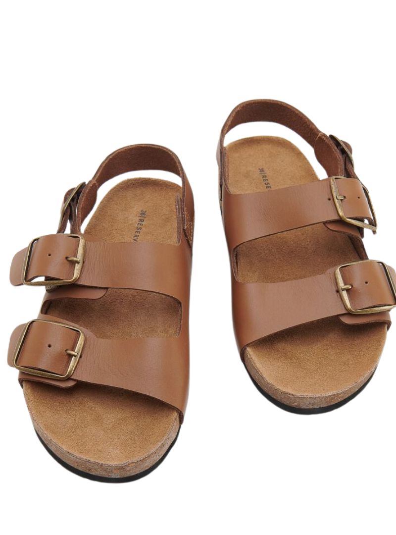 GENUINE LEATHER DOUBLE BUCKLE SANDAL