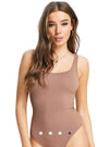 Morgan Ladies Ribbed Bodysuit - Brown